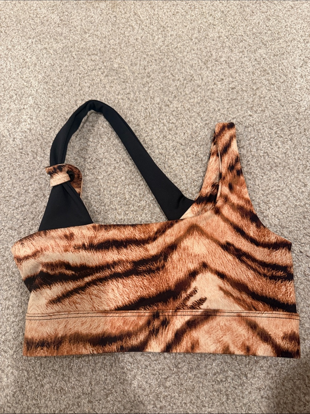 Kids Animal Print Sports Bra - Brown Tiger Stripe